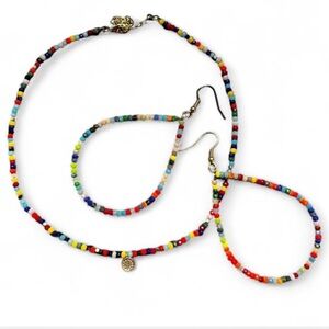 Blessed Mess Custom Jewlery beaded choker with matching earrings.